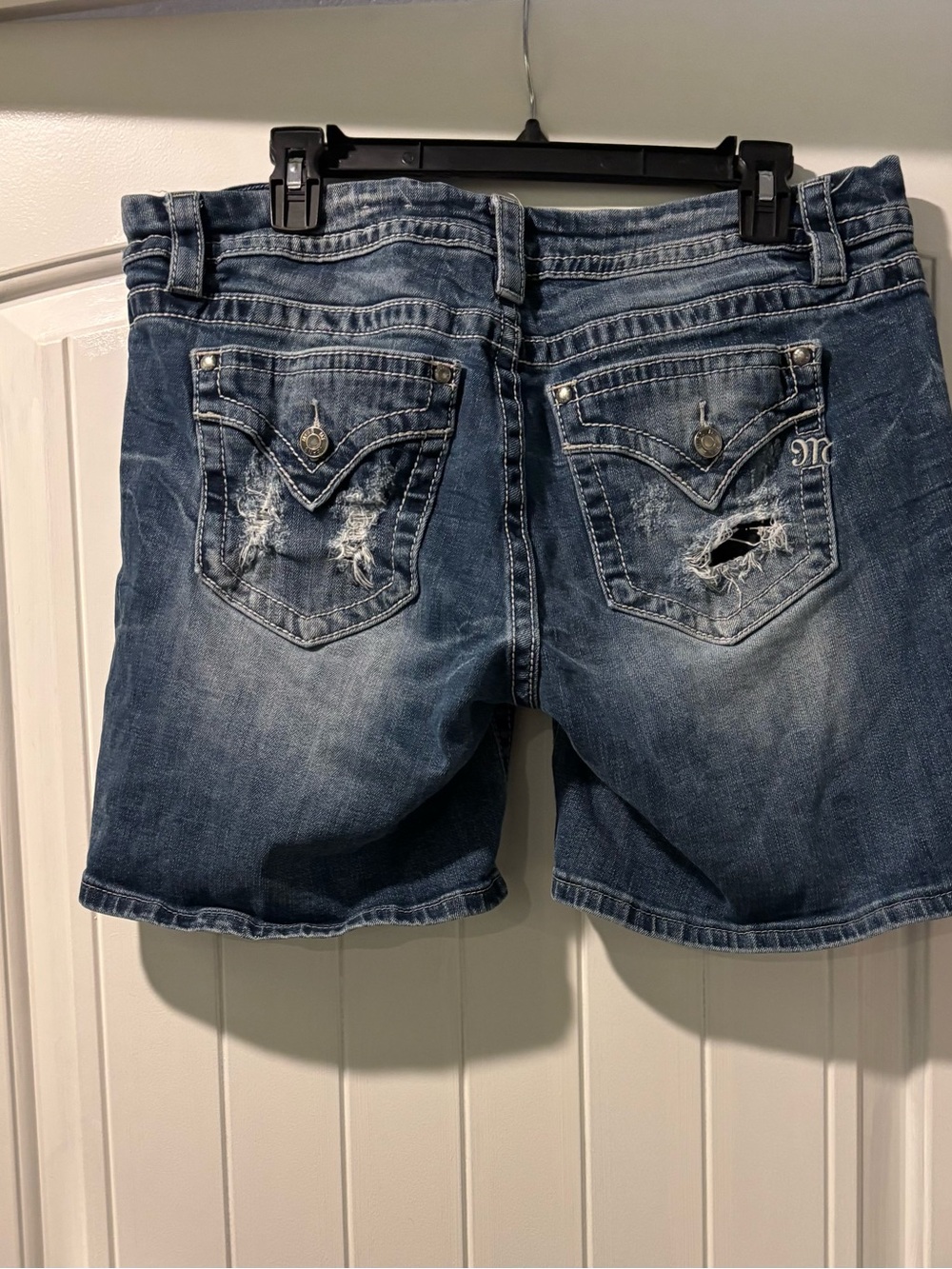Miss Me Distressed Men's Denim Shorts - Blue Wash